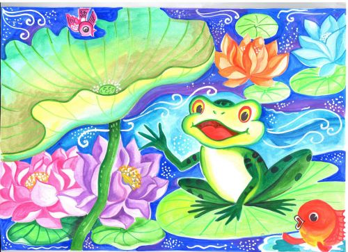 2nd Place Winner, Arushi Aggarwal, India, Frogs Are Green Kids Art Contest, Ages 13-16