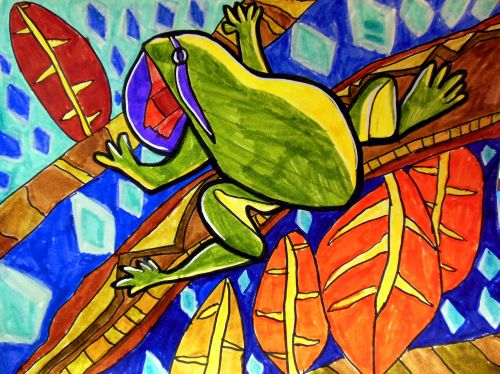 2nd Place Winner, Mofan Qu, South Brunswick, New Jersey, Frogs Are Green Kids Art Contest - Ages 7-9
