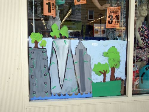 City of Trees window painting by JC student