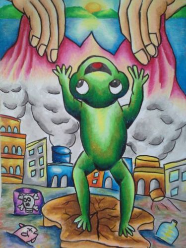 Honorable Mention, Joshua Lim Kah Lok, Malaysia, Frogs Are Green Kids Art Contest ages 10-12