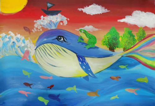 Shuo Chen, 11 years old, China, Whale, best art from China 2020