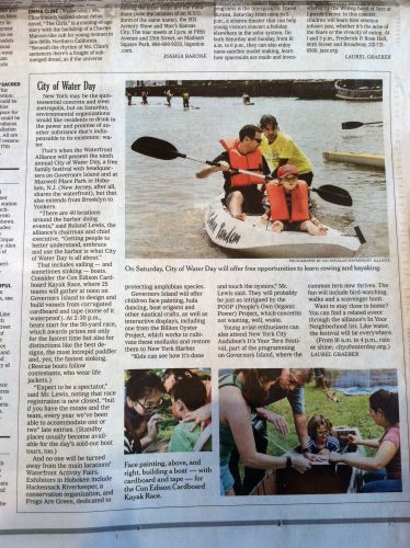 New York Times article about The City of Water event and Frogs Are Green is mentioned!