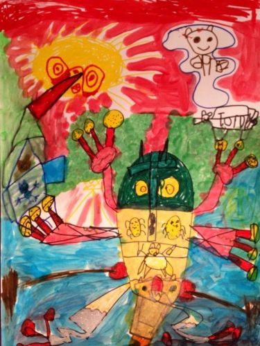 Honorable Mention, Liam Malinsky, Hoboken, New Jersey, Frogs Are Green Kids Art Contest 2014, age 3-6 group