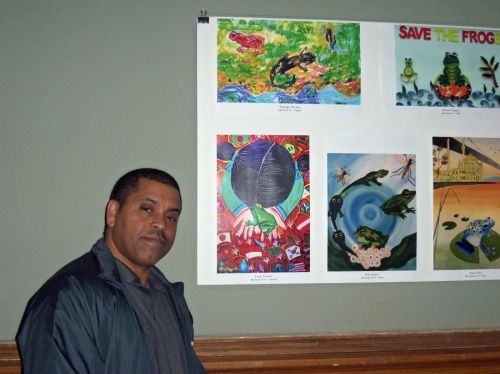 Michael Markman, art teacher for JCBOE at Frogs Are Green City Hall opening
