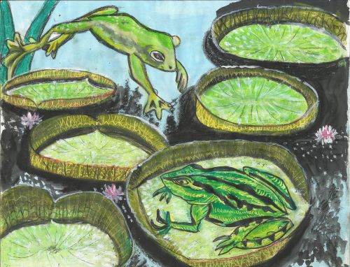 1st Place Winner, Roshni K.R., India, Frogs Are Green Kids Art Contest ages 10-12