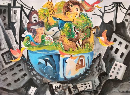 Chen Li Chih, 12 years old, Taiwan, China, Noah's Ark in the future, 3rd Place winner 2020