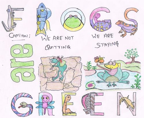 Honorable Mention, Pranav Vijay Chhatbar, India, Frogs Are Green Kids Art Contest, Best Typography