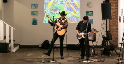 Gary Van Miert and Malcolm Marsden of The Sensational Country Blues Wonders play at The Distillery Gallery for Green Dream opening gala. Photo by Danny Chong.