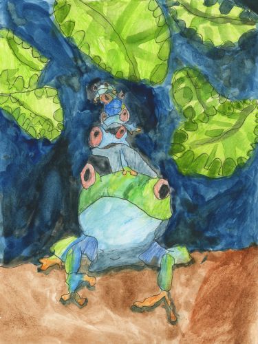Honorable Mention, Lucy Krimmel, California, Frogs Are Green Kids Art Contest 2014, age 3-6 group