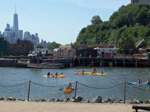 Kayaks out in Hoboken, NJ all day long!