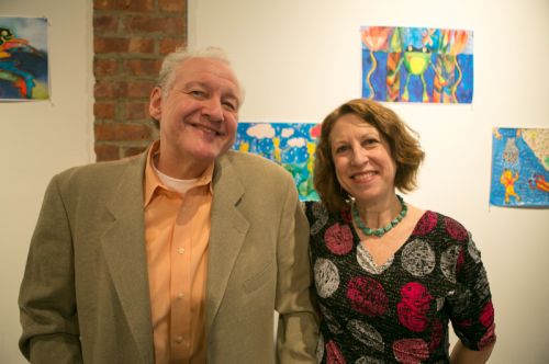 Thomas Tyburski and Susan Newman at the Green Dream - Save The Frogs Day event, The Distillery Gallery in Jersey City. Photo by Danny Chong.