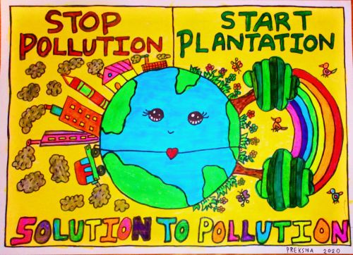 Preksha Utekar, 8 years, Ireland, Solution to Pollution, Honorable Mention winner 2020