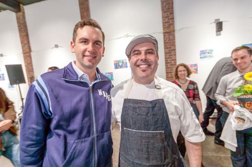 Mayor Steven Fulop of Jersey City and Chef Camillo Sabella at Frogs Are Green's Green Dream - Save the Frogs Day event at The Distillery Gallery. Photo by Danny Chong.