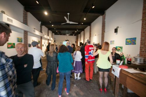 Crowd at the Green Dream - Save The Frogs Day event, The Distillery Gallery in Jersey City. Photo by Danny Chong.