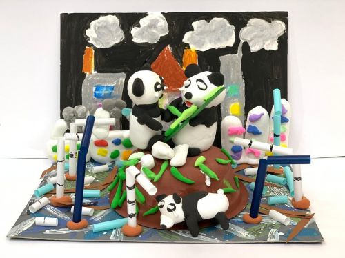 Yui Yan Lam, 4 years old, Hong Kong, Big House Art Workshop, 2020 earth day