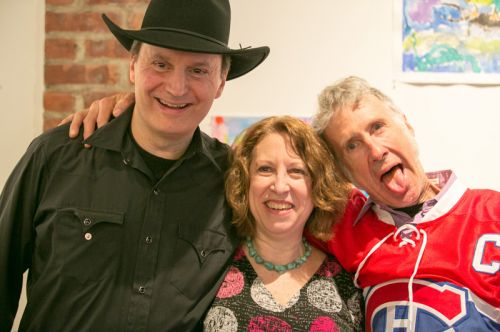 Gary Van Miert (Sensational Country Blues Wonders), Susan Newman (Founder of Frogs Are Green and Host), and Dave Case (Gully Hubbards) at The Distillery Gallery for the Green Dream - Save the Frogs Day event in Jersey City. Photo by Danny Chong.