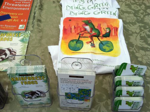 Frogs Are Green Tshirts and promotional materials for our forthcoming poetry book and coloring books.