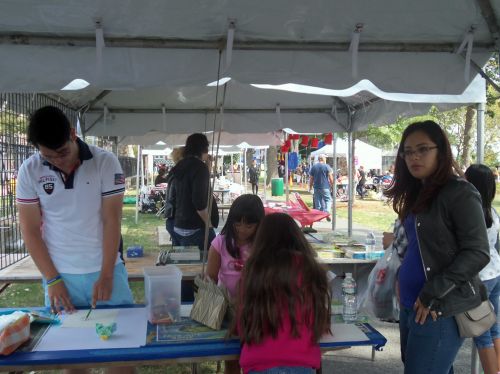 All ages drawing frogs in Jersey City at #WPLIVE