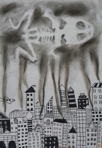 1st Place Winner, Sude Dogan, Turkey, Frogs Are Green Kids Art Contest, Best Black and White