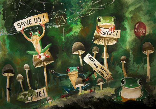 Honorable Mention, Cristina Maria Simion, Romania, Frogs Are Green Kids Art Contest, Ages 13-16