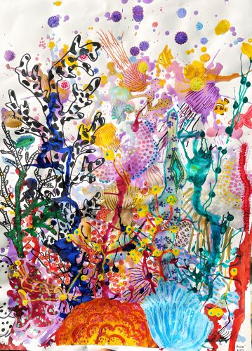 Honorable Mention, Tian Zitian, 11 years old, China, Coral Bleaching, 2024