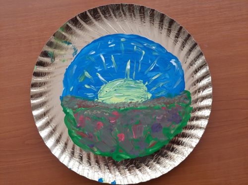 Cristina Pintilie, 14 years old, Romania, Earth Day 2020 art from recycled materials