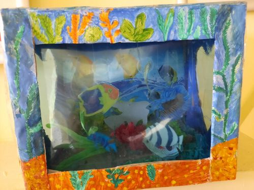 Miruna Porublu, 15 years old, Romania, Earth Day 2020 art from recycled materials