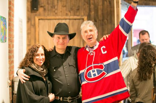 Gary Van Miert (Sensational Country Blues Wonders), Dave Case (Gully Hubbards) and a friend at The Distillery Gallery for Frogs Are Green's Green Dream - Save the Frogs Day event in Jersey City. Photo by Danny Chong.