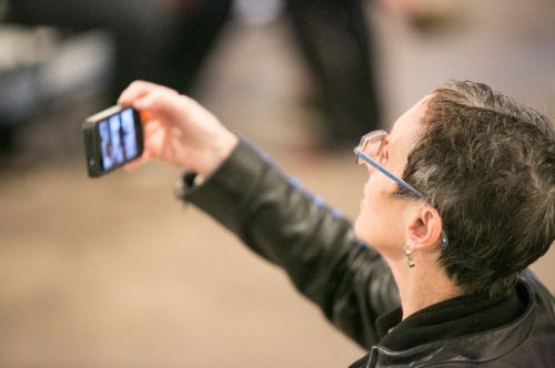 JC1TV reporter films Frogs Are Green's Green Dream - Save the Frogs Day event at The Distillery Gallery. Photo by Danny Chong.