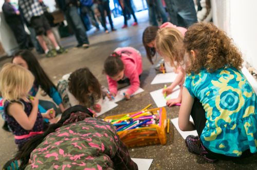 Kids drawing at Frogs Are Green's Green Dream - Save the Frogs Day event at The Distillery Gallery. Photo by Danny Chong.