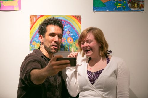 Kris Van Nest and Carolyn Light at Frogs Are Green's Green Dream - Save the Frogs Day event at The Distillery Gallery. Photo by Danny Chong.