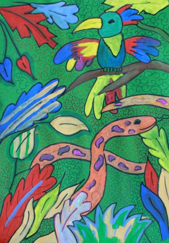 3rd Place, Parrot. Pak Yana is 8 years old. Kazakhstan, Almaty, School of Art and Design. Kasteeva, teacher Kuznetsov Yu.I