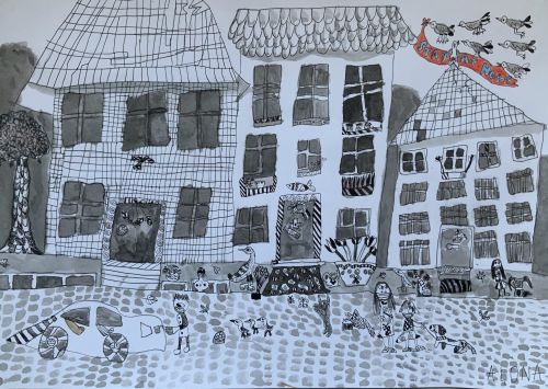 Alona Novika, 8 years old, Latvia, Best Black and White art 2020