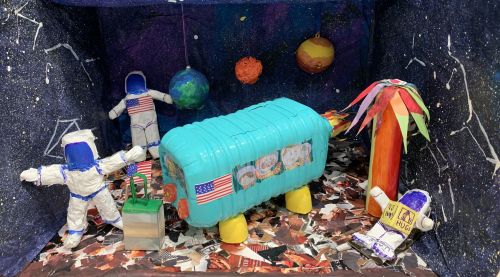 Claire Chong, 9 years old, California, USA, art with recycled materials