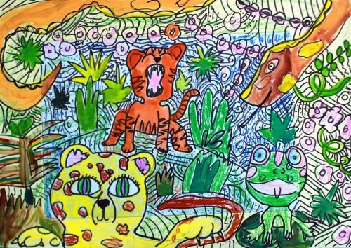 Tiger. Ivanenko Sofia, 9 years old. Kazakhstan, Almaty, School of Art and Design. Kasteeva, teacher Kuznetsov Yu.I