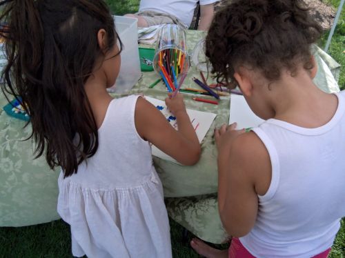 Frogs, Trees and scenic drawings at the City of Water event in Hoboken, NJ.