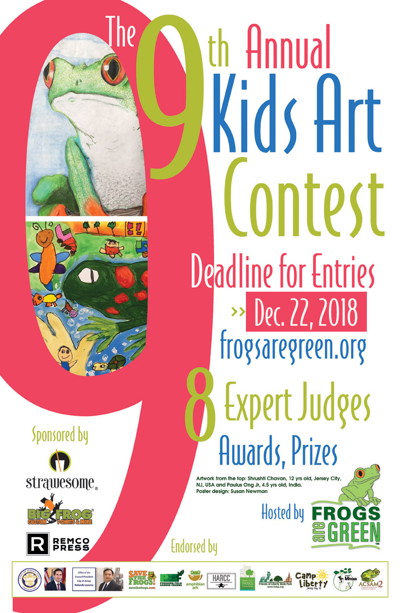9th annual kids art contest hosted by Frogs Are Green. Theme: Saving life in the rainforest.